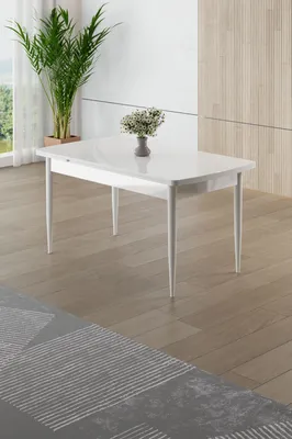 Produktbild von Skye Decor, Hochwertiger Esstisch 130 cm, Weiß, Metallbeine, 100% MDF