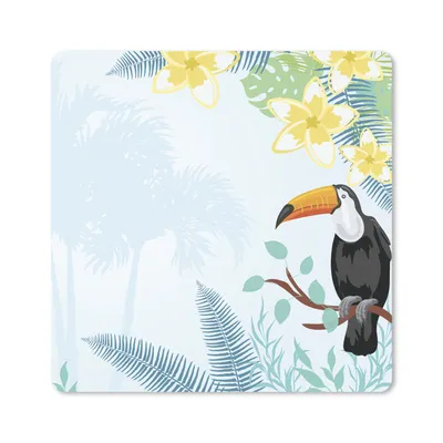 Produktbild von MuchoWow® Mauspad Mousepad Eine Illustration von tropischen Pflanzen mit einem Tukan 30x30 cm - Mousepads - Maus Mat - Pad - Mausunterlage - Gaming