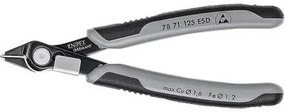Obrázek produktu pro Knipex 78 71 125 ESD, Diagonální kleště, Nerezová ocel, Ocel, Plast, Černá, Šedá, 125 mm, 57 g