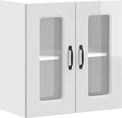 Produktbild von Hochwertig Küchen-Hängeschrank mit Glastür Hochglanz-Weiß Holzwerkstoff 853669