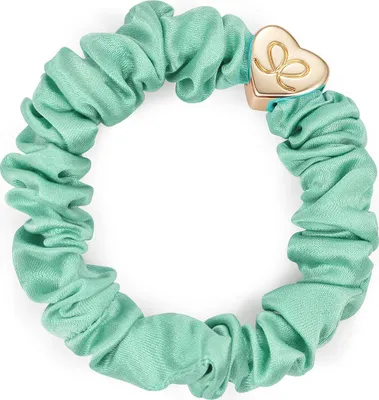 Obrázek produktu pro By Eloise London Gold Heart Silk Scrunchie Mint