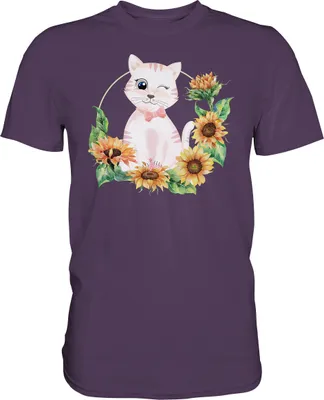 Produktbild von Katze Sonnenblumen Shirt Gärtner Kätzchen Garten Geschenk – Urban Purple / M