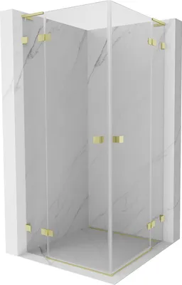 Produktbild von Mexen Lunar L Duo Duschkabine, Pendeltür, 90 x 90 cm, transparent, gebürstetes Gold - 834L-090L-090P-55-00