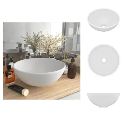 Produktbild von vidaXL Luxus-Waschbecken Rund Matt Weiß 32,5x14 cm Keramik -  Badezimmer-Waschbecken