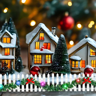 Produktbild von Mini-Zaun mit Lichtern - Weihnachtsdekoration - 1 Stück - Holz - 90 cm x 5 cm