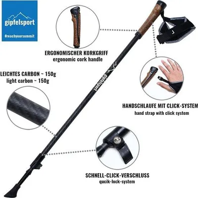 Produktbild von Famanu Nordic Walking Stock mit teleskopierbarem Design - schwarz