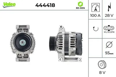 Produktbild von VALEO 444418 Lichtmaschine Generator LiMa 100A 28V passend für MERCEDES-BENZ ANTOS AROCS ACTROS MP4 / MP5
