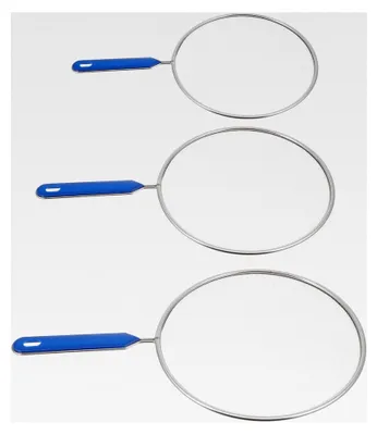 Produktbild von 3 Stück Spritzschutz aus Edelstahl 21 29cm für Pfannen und Töpfe, hitzebeständig und rostfrei, Küchenzubehör für sicheres Kochen, zufällige Farbe
