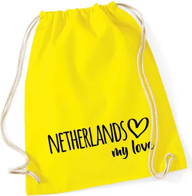 Produktbild von Huuraa Turnbeutel Netherlands my love 12 Liter Yellow Baumwolle Rucksack Geschenkidee