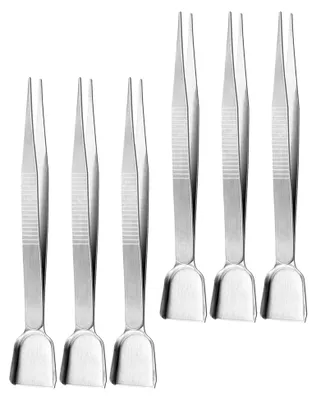 Produktbild von 6 Stück Edelstahl Präzisionspinzetten mit Nadelspitze für Schmuckreparatur und Modellbau