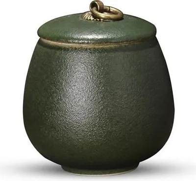 Immagine prodotto di Urna Luxe Mini 170 ML in Vetroceramica verde opaco - Per ceneri umane e animali - Urna commemorativa decorativa