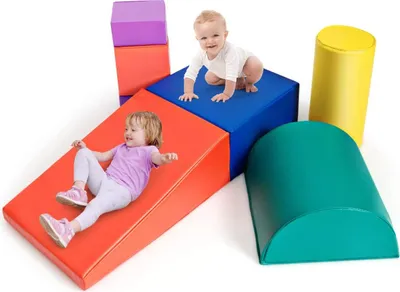 Produktbild von Riesenbausteine 6 TLG., Schaumstoff Bausteinset, Weiche Schaumstoffbausteine für Kinder, Softbausteine Grossbausteine für Kinderzimmer Kindergarten (Bunt)