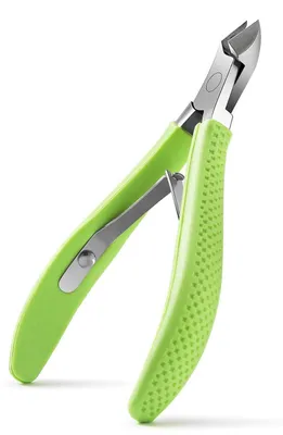 Immagine prodotto di Pinzette per cuticole in acciaio inossidabile, 9 mm, colore verde, con impugnatura in silicone, per manicure e pedicure