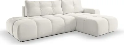 Produktbild von KEF Ecksofa Soro, Couch mit Schlaffunktion, Big Sofa L-Form mit Kunststoffbeine, Schlafcouch mit Bettkasten, 288x90x176 cm, Hellbeige, Rechte Seite