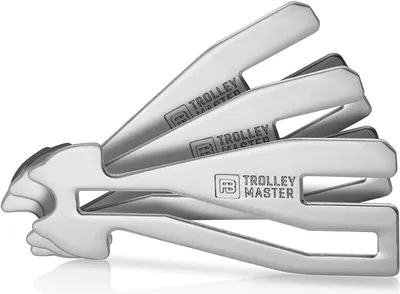 Produktbild von FABACH 3 x Trolley Master Einkaufswagenlöser für ALLE Einkaufswagen - Öffnet Frontlader- und Seitenschubfachsysteme - Abziehbarer Einkaufswagenchip Einkaufs-Chip Schlüsselanhänger aus Metall