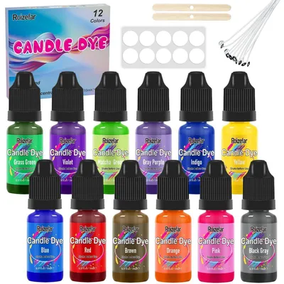 Image de Colorants liquides pour bougies, 12 couleurs pour la fabrication de bougies faites maison, 10 ml par couleur