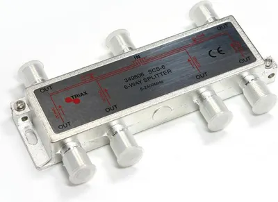 Produktbild von Triax SCS 6, Kabelsplitter, 75 Ohm, 5 - 2400 MHz, Metallisch, Männlich/Männlich, A