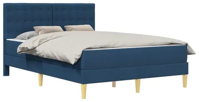Produktbild von Bettgestell mit Matratze mit Kopfteil Blau 140 x 200 cm Stoff