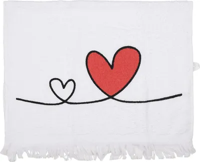 Produktbild von Clayre & Eef Gästehandtuch 40x66 cm Weiß Rot Baumwolle Herz