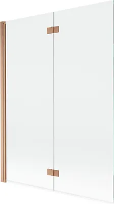 Produktbild von Mexen Mist Duschwand für Badewanne 2-flügelig links 130 x 150 cm, transparent, gebürstetes Kupfer - 8A9-130-002-65-00-L