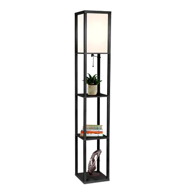 Produktbild von Stehlampe mit Regalen, moderne quadratische Stehleuchte mit 3 Farbtemperatur, Eckdisplay, Bücherregal-Lampe für Wohnzimmer und Schlafzimmer (schwarz)