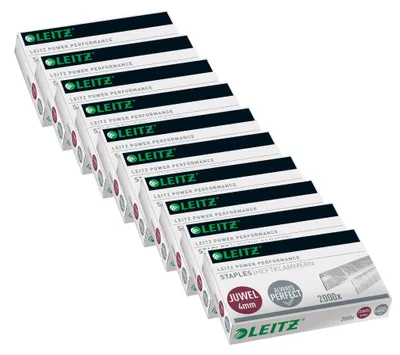 Produktbild von Leitz Juwel Heftklammern, 4 mm, 10x Box, Verzinkt, 2000 Stück