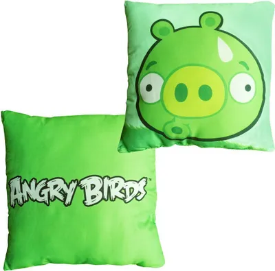Produktbild von JACK Dekokissen 40x40cm witzige Vögel Comic Rot Gelb Grün Wendekissen Kissen Vogel Schwein, Farbe:Grün
