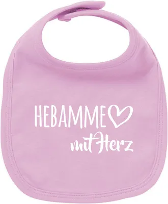Produktbild von Huuraa Unisex Babylatz Hebamme mit Herz Geschenk Babypink  Baumwolle Hebamme Mitbringsel
