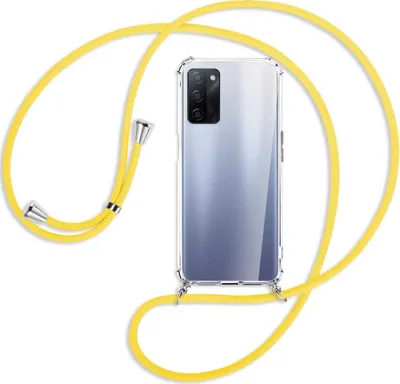 Produktbild von Handykette Backcover-Schutzhülle mit Band (Metall silberfarben) für Oppo A55 5G (PEMM00, PEMT00) - gelb