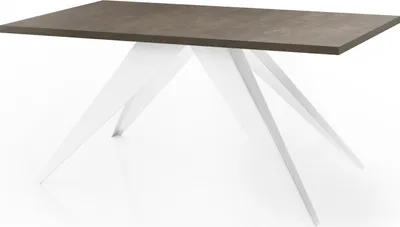 Produktbild von Esstisch Venus im Modern Still, Rechteckig Tisch - Ausziehbar von 160 cm bis 260 cm, Pulverbeschichtete Weiße Metallbeine - 160 x 90 cm - Chicago Beton Grau