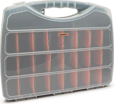 Produktbild von Unterteilte Aufbewahrungsbox – Kunststoff-Organizer mit transparentem Deckel – 4–25 verstellbare Fächer – Stabile Clips – 480 × 375 × 75 mm – Geeignet für Schrauben, Teile und Werkstattorganisation [10969]