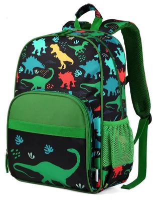 Immagine prodotto di Zaino per bambini, modello per ragazzi, età 5-8 anni, capacità 15,5 litri, motivo dinosauri, formato A4, con elementi riflettenti, idrorepellente