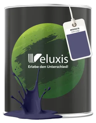 Produktbild von Wandfarbe Grau Blau Matt Innenfarbe – Deckkraft Klasse 1, VOC-frei, Ohne Grundierung, Tropfarm – Wohnzimmer & Schlafzimmer – 1L – Veluxis (Slate Indigo)