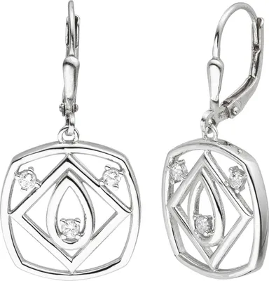 Produktbild von Ohrhänger aus 925 Silber 6 Zirkonia Ohrringe Boutons Ohrschmuck rhodiniert