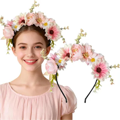 Image de Bandeau floral, 22x21 cm, réglable, idéal pour les fêtes et les célébrations
