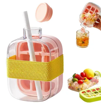 2-in-1 Eisflasche mit Eiswürfelbehälter, 500 ml, wiederverwendbar