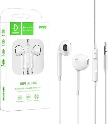 Image de Casque Universel Denmen Jack 3.5 Inch Blanc Intra-Auriculaire Dr05