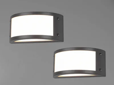 Produktbild von Außenwandleuchten 2er Set halbrund Anthrazit Gartenlampen mit Strom für Terrasse