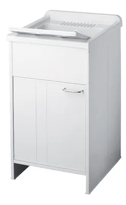 A white washbasin cabinet set is shown against a white background.