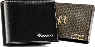 Obrázok produktu pre Rovicky pánska peňaženka z prírodnej kože čierna RFID 10,5 cm
