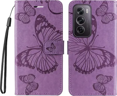 Produktbild von OPPO Reno12 Pro Hülle - Coverup Schmetterlinge Klapphülle - Lila