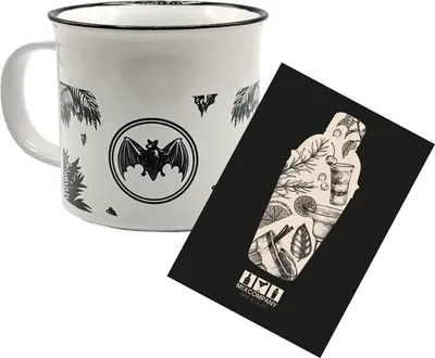 Produktbild von Bacardi Tasse Becher Glas Weiß mit Griff und schwarzem Druck