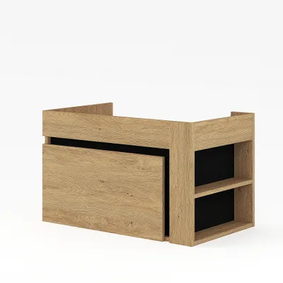 Produktbild von Waschbeckenunterschrank Mouro 80, hängend, mit 1 Schublade, Gold - Schwarz.