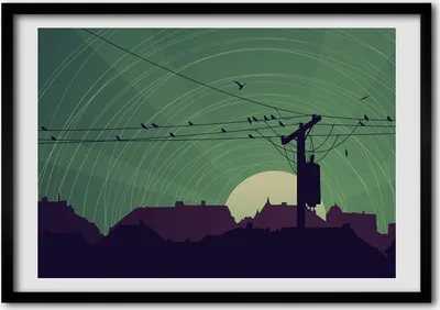Produktbild von Bild - Bilder - Bilderrahmen - 70 cm x 50 cm - MDF-Rahmen, Wandkunst Vögel Stadt