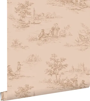Obrázok produktu pre ESTAhome tapeta Toile de Jouy svetloružová 50 x 900 cm