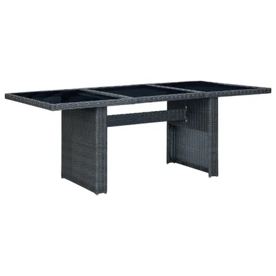 Image de vidaXL Table de jardin gris foncé Poly rotin et verre trempé