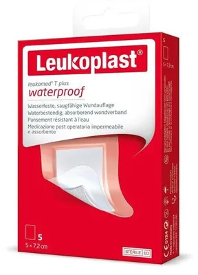 Image de Leukoplast leukomed T plus (gamme OTC), stérile avec compresse, 5 : 7,2 cm, blanc | Boîte (5 pansements)