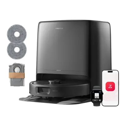 Produktbild von roborock Qrevo 2 Pro Set Saugroboter, 25.000 Pa Saugkraft, Anti-Tangle-System, 75°C Heißwasser-Moppwäsche, FlexiArm-Kantenwischsystem, Schwarz