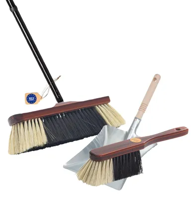 Obrázok produktu pre Novaliv izbová metla 4 ks zásuvná násada ROSS HAIR MIXING metla s mäkkými štetinami skrinka metla s násadou a ručnou kefou sada metiel kovová pozinkovaná metla metla ručná zametacia súprava zametací stroj a lopatka