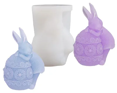 Produktbild von 3D-Osterhasen-Silikonform für Kerzen und Seife, DIY-Gießform für Bastelornamente, Duftkerze (A)